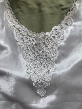 Vintage white satiny and lace tank top